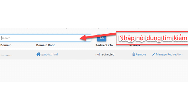 aliases là gì? Nhập tên miền cần tìm vào khung để lọc danh sách Alias domain