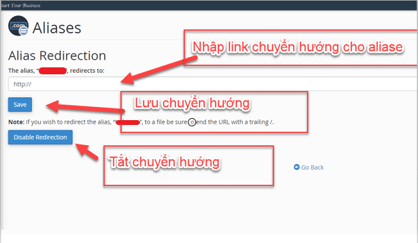Cấu hình thay đổi chuyển hướng cho Alias domain