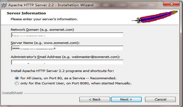 phpbb là gì? Network Domain, Sever Name: điền tên miền của bạn. Administrator's Email Address: nhập vào email của người quản trị.