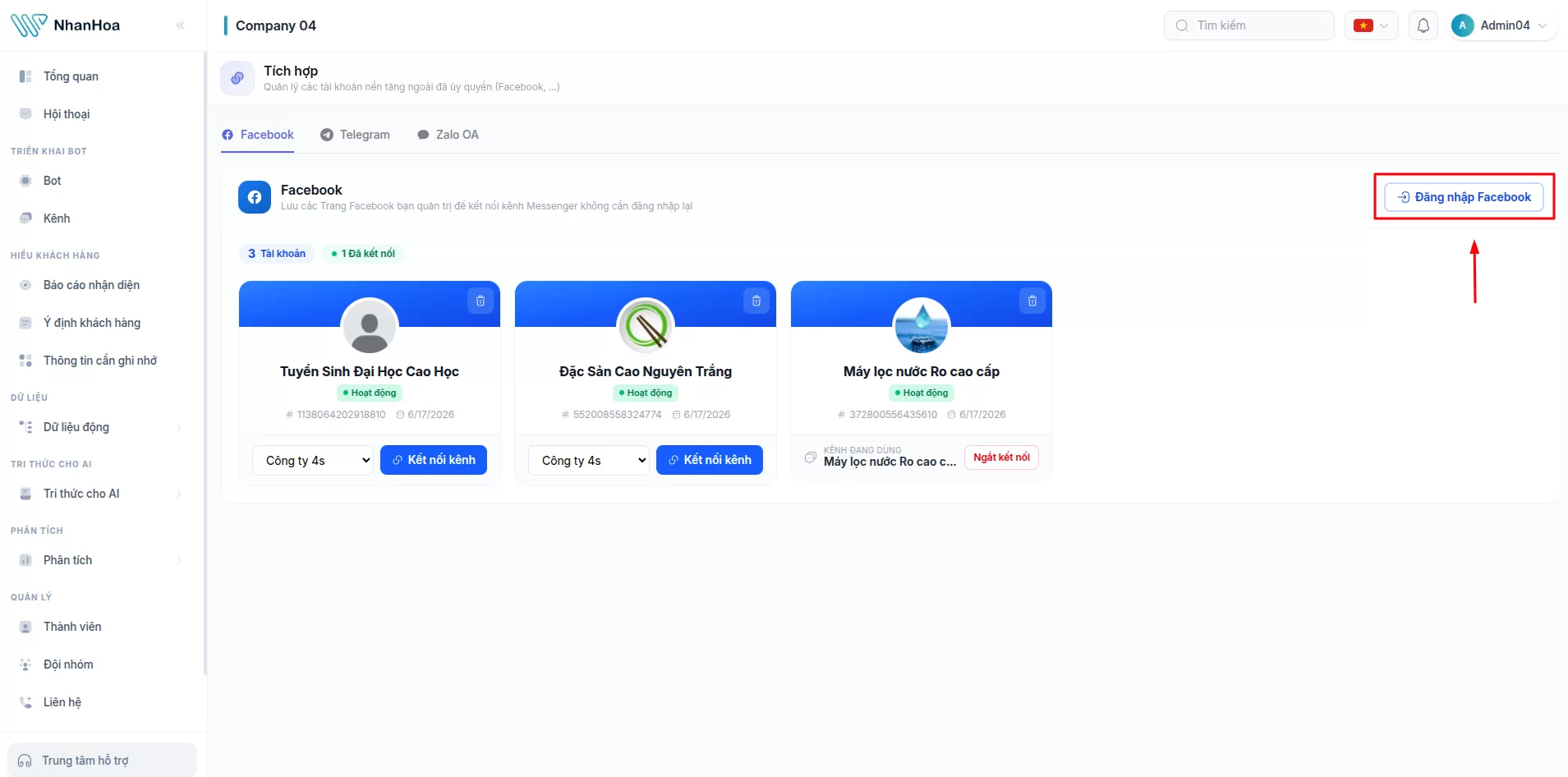Tích hợp Facebook Messenger