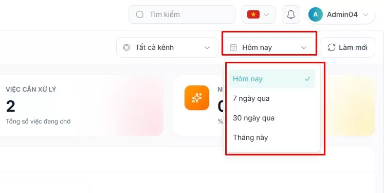 Chọn khoảng thời gian xem số liệu