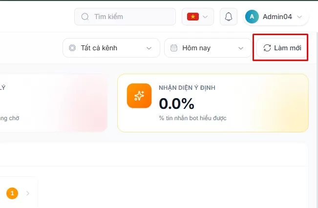 Bấm Làm mới để cập nhật số liệu