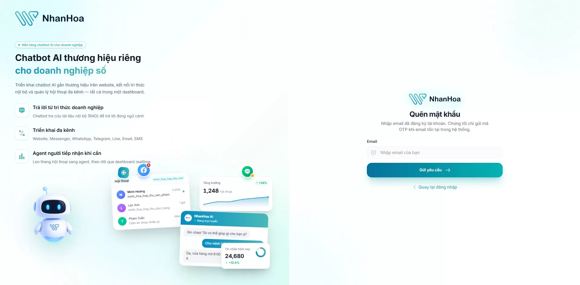 Màn hình nhập email để đặt lại mật khẩu